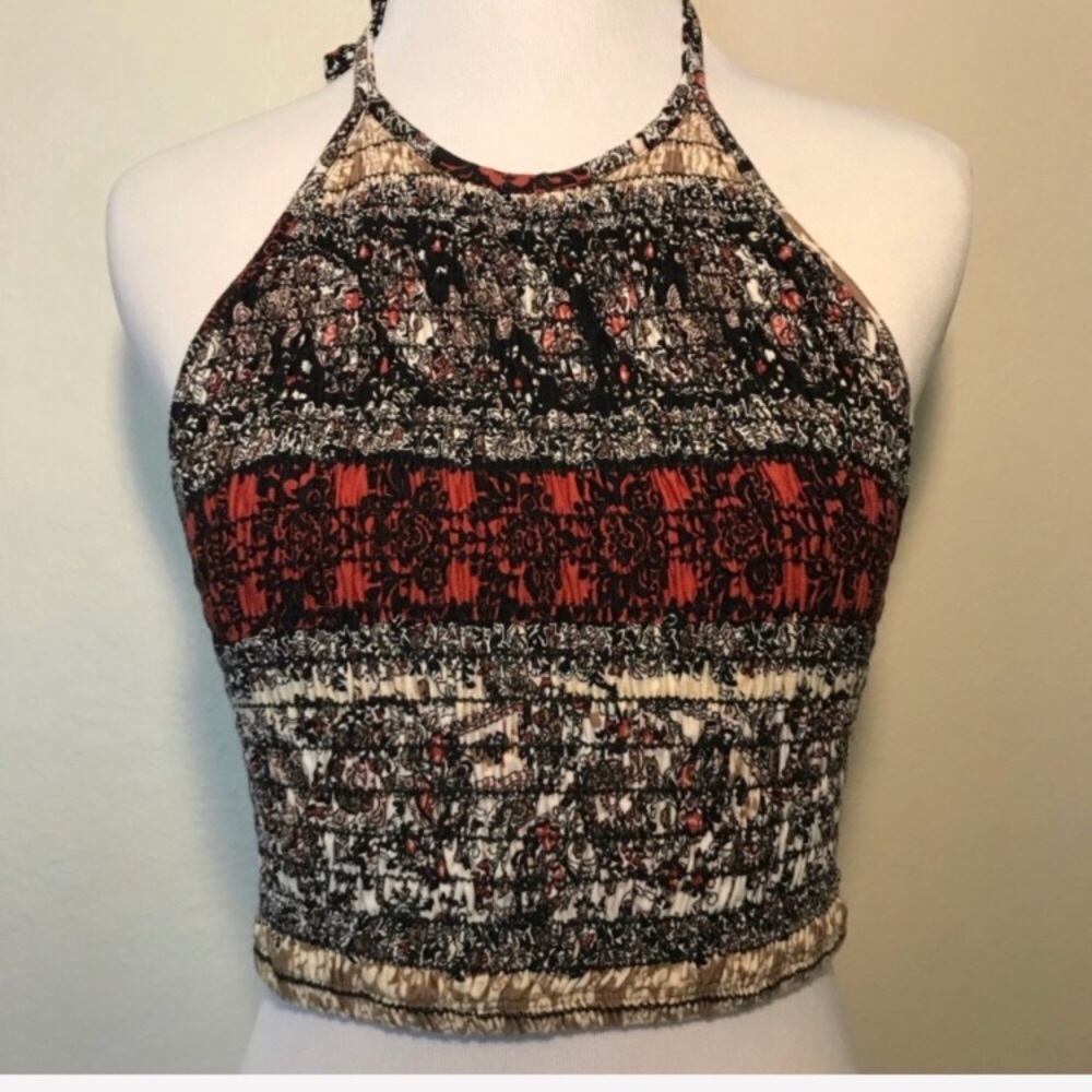 Urban Outfitters Multicolor Halter Crop Top - Black, Red, Cream
